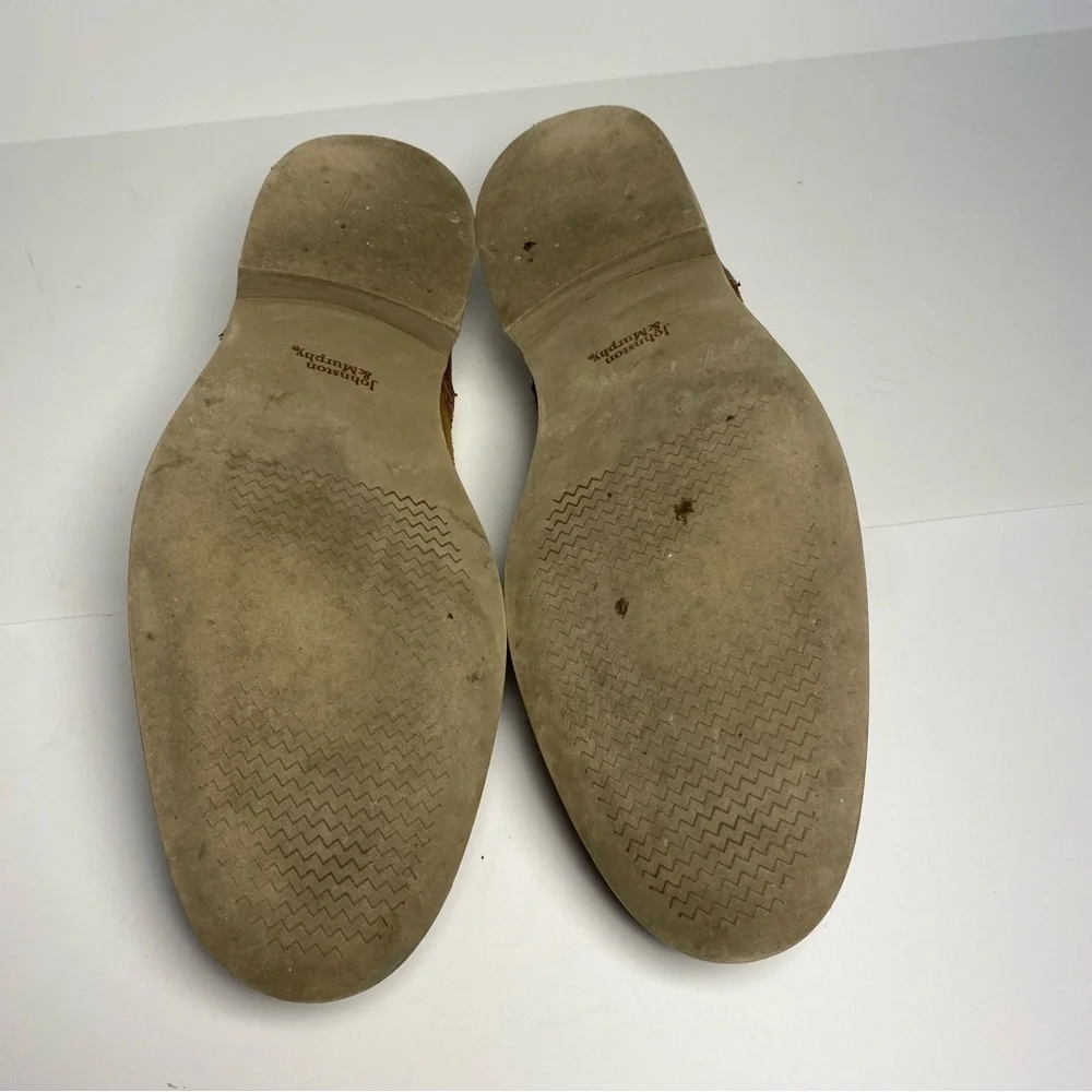 Johnston & Murphy Upton Tan Suede Shoes Mens 11.5 Leather Perforated Oxford